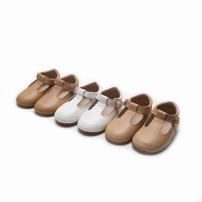 Toddler & Kids Leather T-bar - Beige - Elegant beige leather T-bar shoes | Sadie Baby 