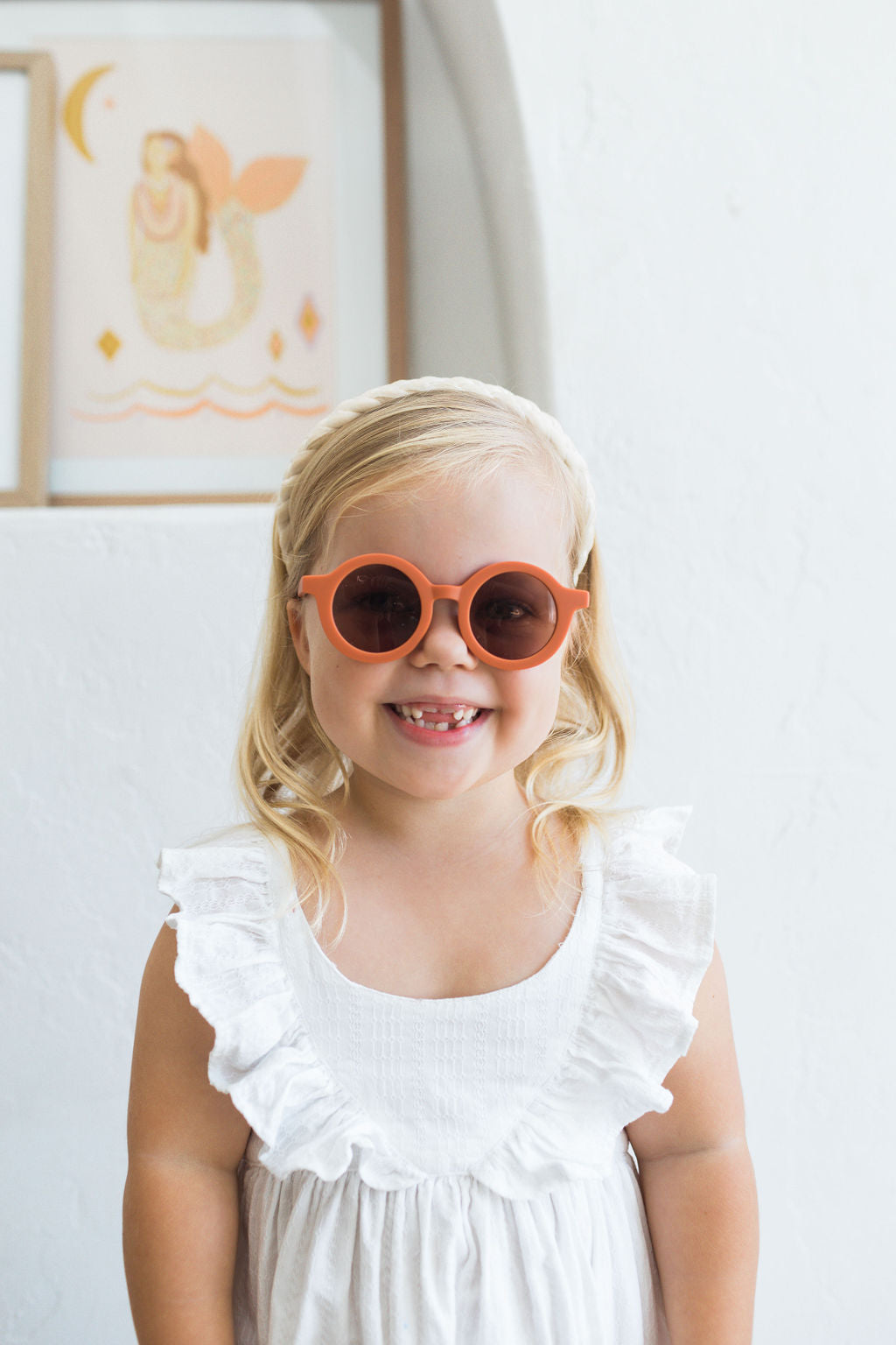 girls orange round sunglasses
