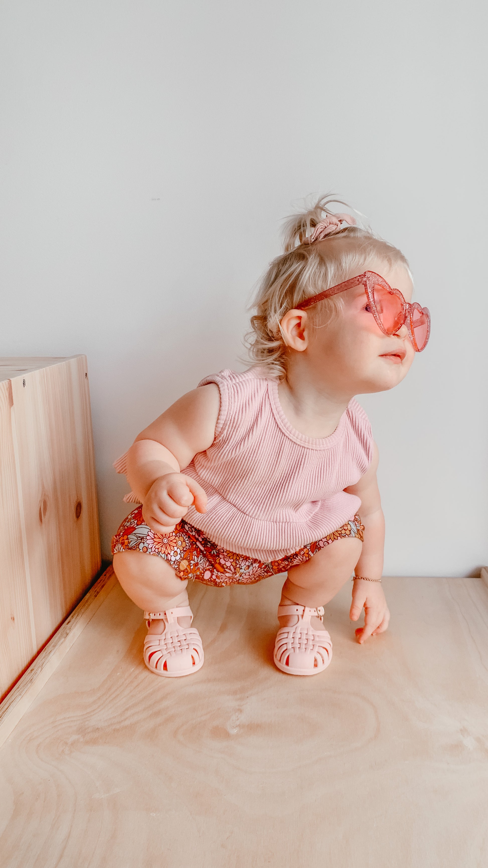 Pink Glitter Heart Shape Sunglasses | Sadie Baby