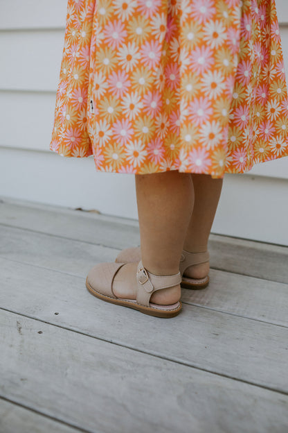 girls leather brown sandals