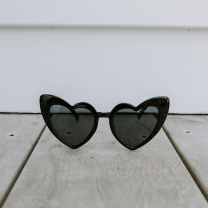 girls black love heart sunglasses