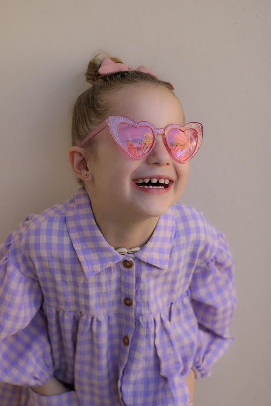 Pink Glitter Heart Sunglasses