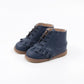 Navy toddler leather boots for girls 