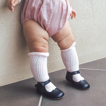 baby white below the knee socks