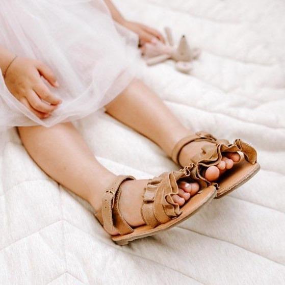 3 year old brown leather summer sandal