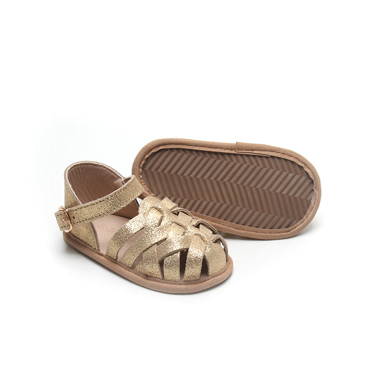 Carrément Beau - Baby Girls Rose Gold Leather Sandals | Childrensalon Outlet