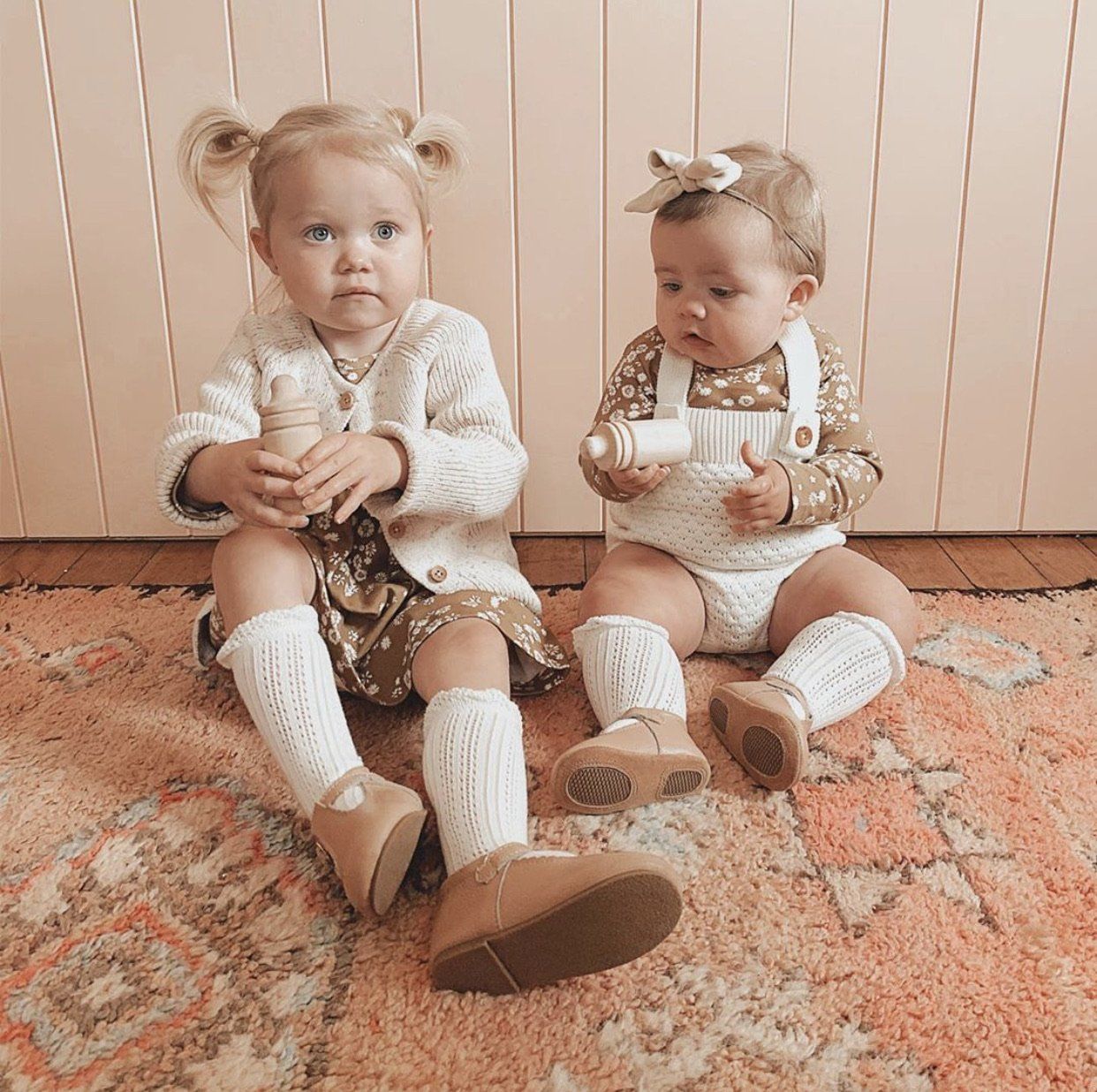 Toddler & Kids Leather T-bar - Beige - Elegant beige leather T-bar shoes | Sadie Baby 