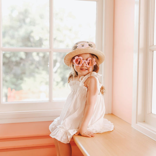 Pink flower sunglasses for toddlers with uv protective lense