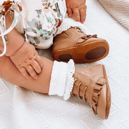 Baby tan leather boots