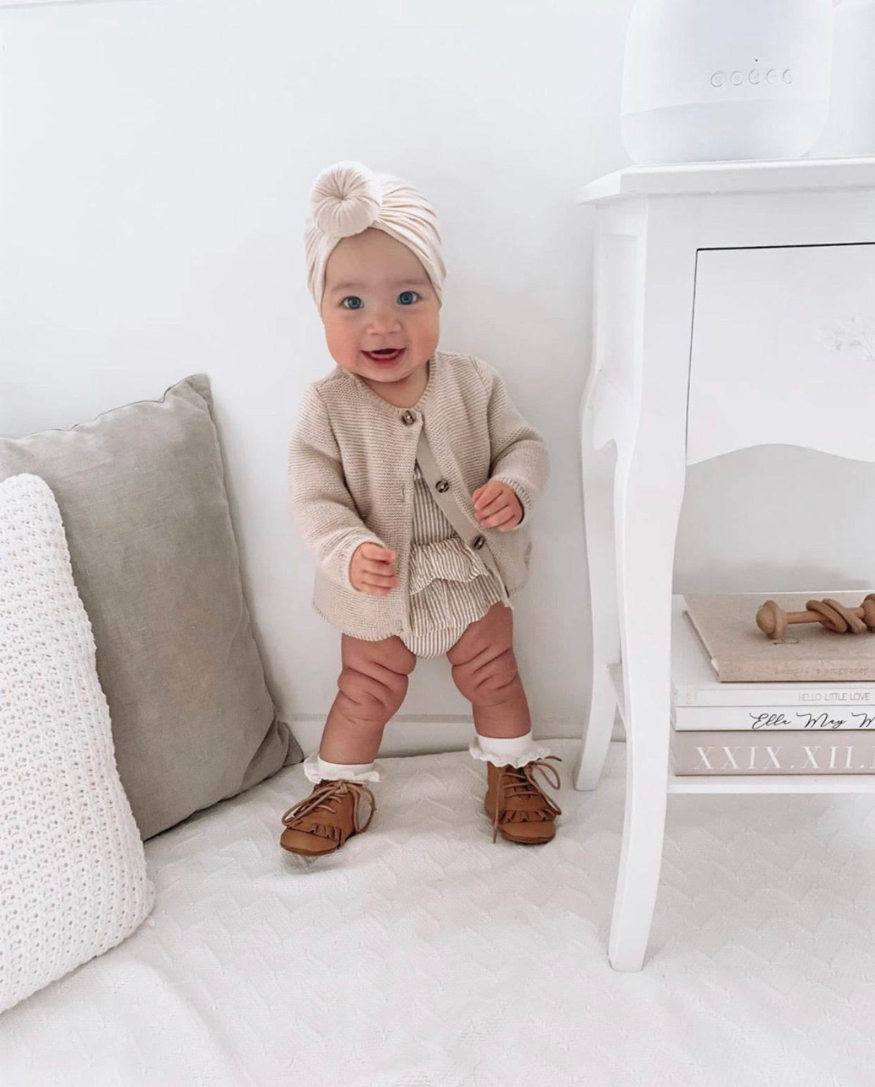 Baby tan leather boots