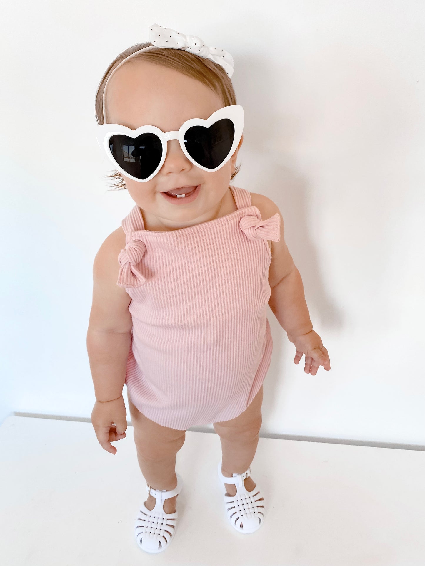 Baby white love heart sunglasses